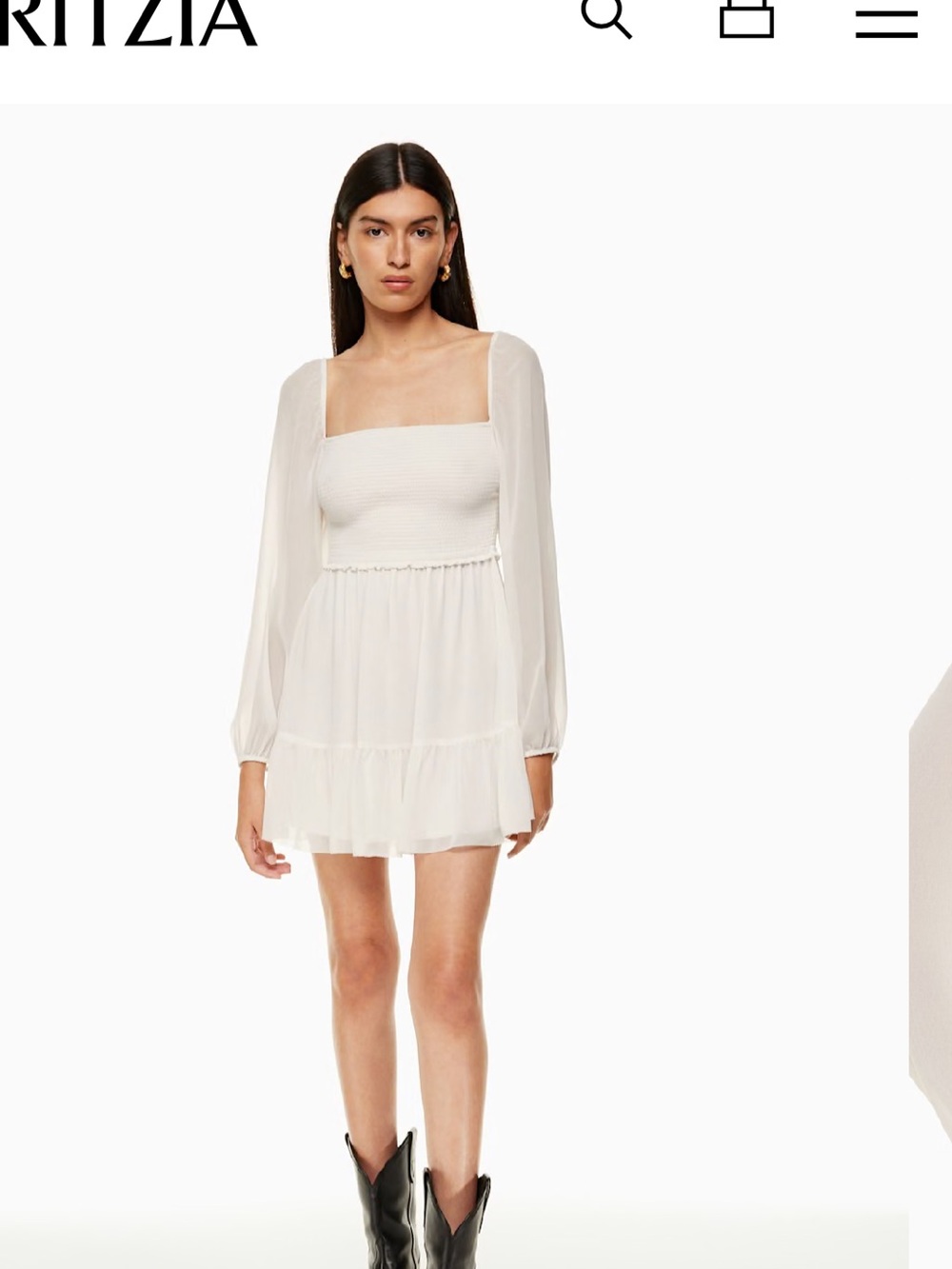 aritzia Wilfred New Tempest Dress
Smocked chiffon mini dress light birch size m